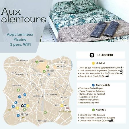 Appt Lumineux, Piscine, Wifi Appartement Montpellier Buitenkant foto